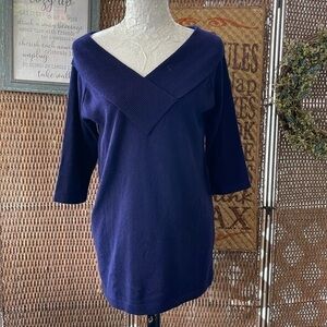 Belford Cashmere Blue Vintage Boatneck or Cowl Collar Sweater